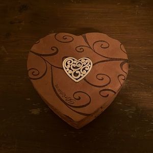 Brighton Heart Shaped Brown Faux Suede 3 Trays Jewelry Box